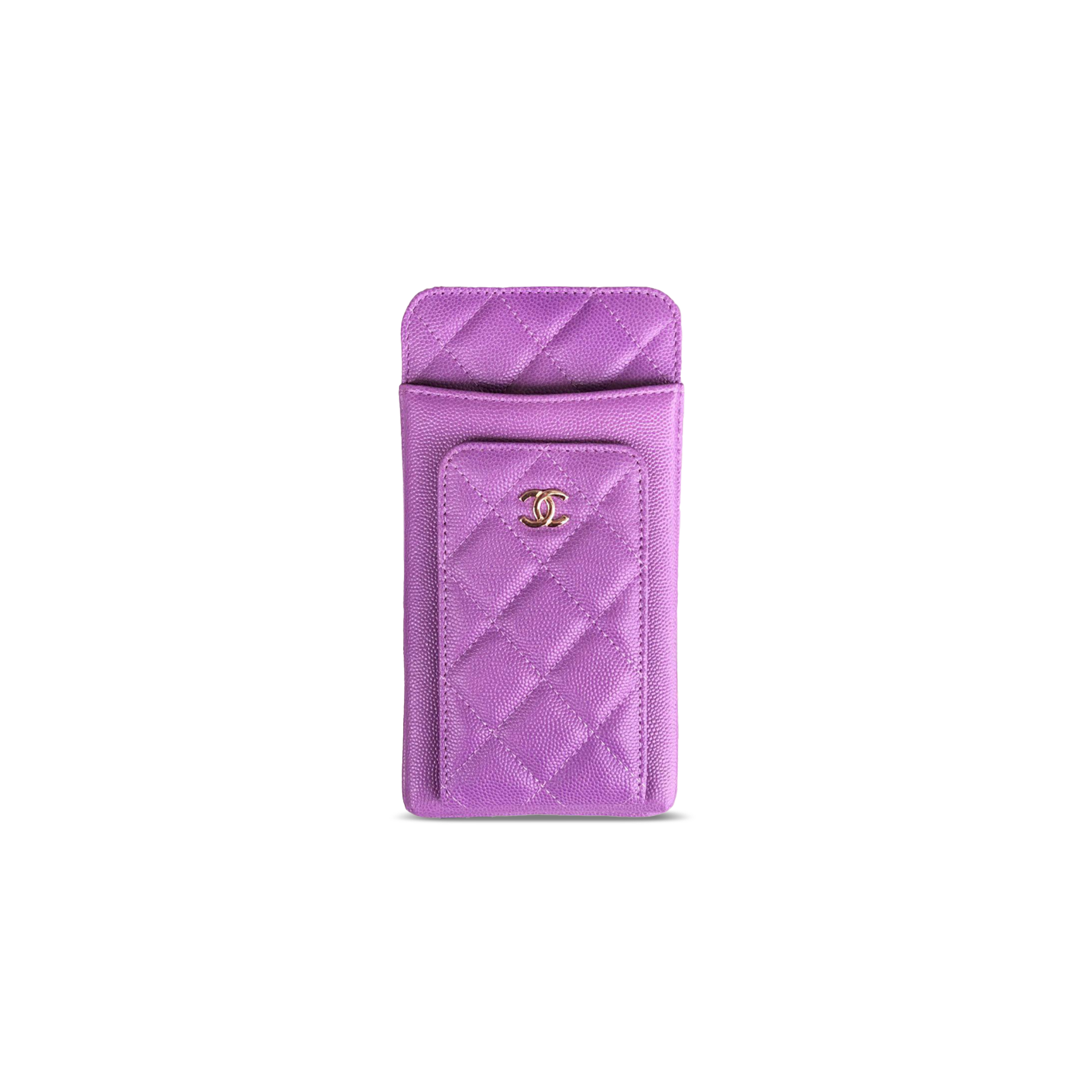 Ch*el caviar quilted cc phone holder purple ap0990 (18*10*3cm)